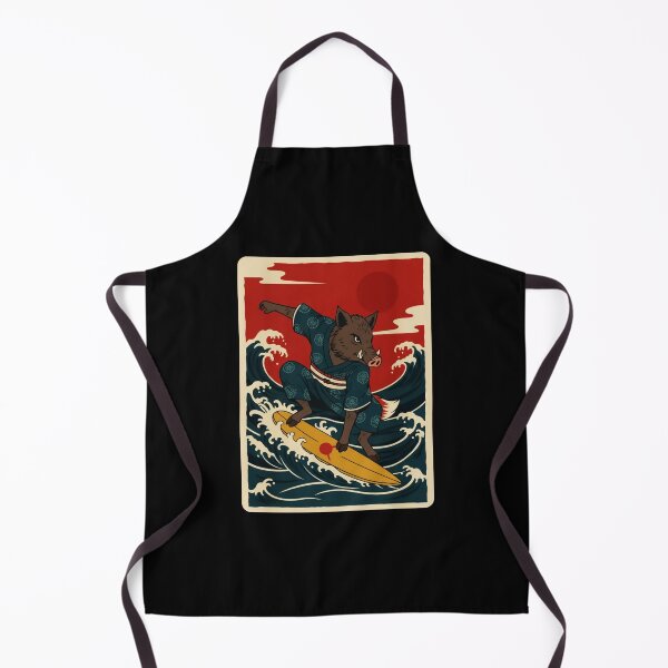Item preview, Wild Boar Surfing Ocean Waves in Retro Japanese Poster Style designed and sold by JordynLadukeg65.