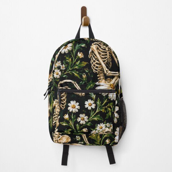 Item preview, Goth Skeletons and Daisies Floral Pattern designed and sold by BeJolley.