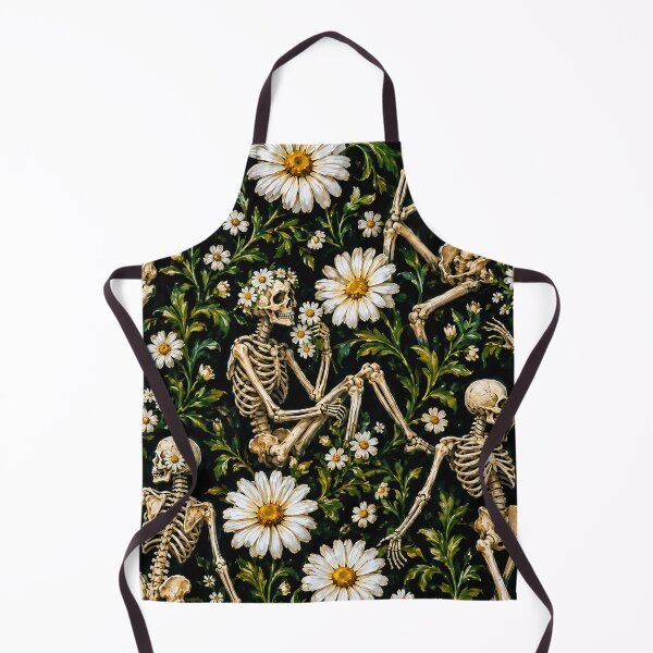 Item preview, Goth Skeletons and Daisies Floral Pattern designed and sold by BeJolley.