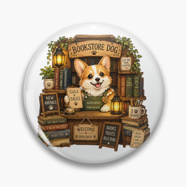 Item preview, Bookstore Dog – Cute Corgi Bookshop Owner Cozy Library & Reading Lover Illustration designed and sold by MrDev.