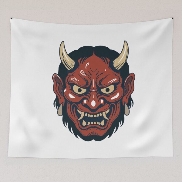 Item preview, Japanese Oni Demon Mask Tattoo Illustration designed and sold by Senana-Banana.