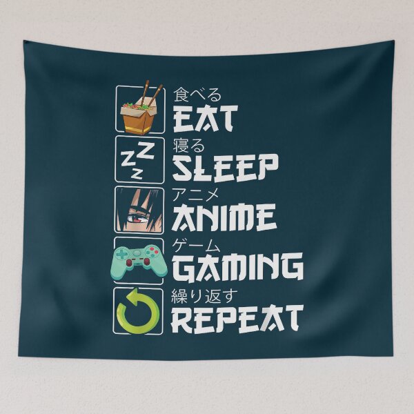 Item preview, Eat Sleep Anime Gaming Repeat Kawaii Otaku Anime Manga designed and sold by KanteMcHexan.