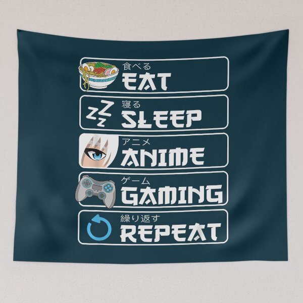 Item preview, Eat Sleep Anime Gaming Repeat Otaku Anime Manga  designed and sold by KanteMcHexan.