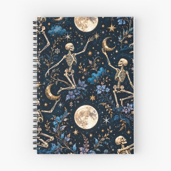 Item preview, Goth Celestial Skeletons Moons and Stars Pattern designed and sold by BeJolley.