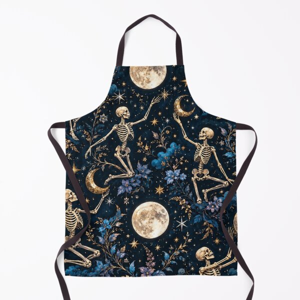 Item preview, Goth Celestial Skeletons Moons and Stars Pattern designed and sold by BeJolley.