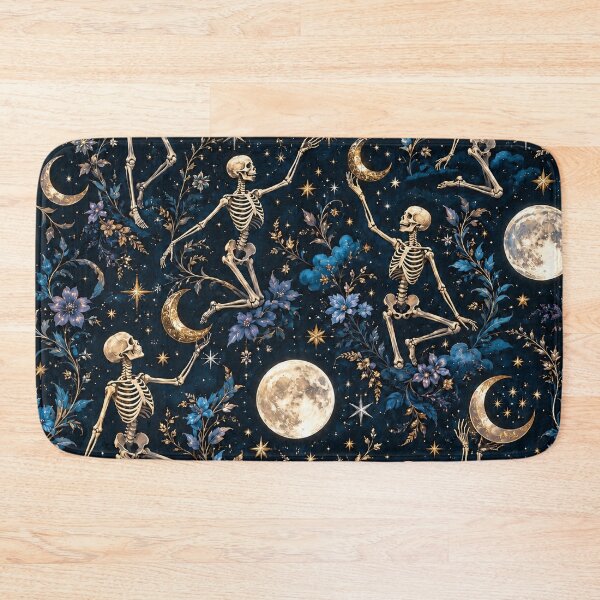 Item preview, Goth Celestial Skeletons Moons and Stars Pattern designed and sold by BeJolley.