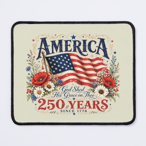 Item preview, 250 Years Flag & Poppies Patriotic Floral God Shed His Grace on Thee 250th Anniversary designed and sold by modoodles357.