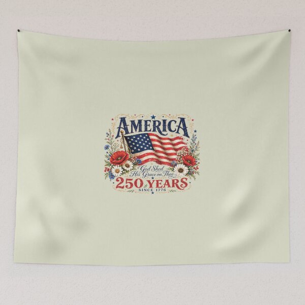 Item preview, 250 Years Flag & Poppies Patriotic Floral God Shed His Grace on Thee 250th Anniversary designed and sold by modoodles357.