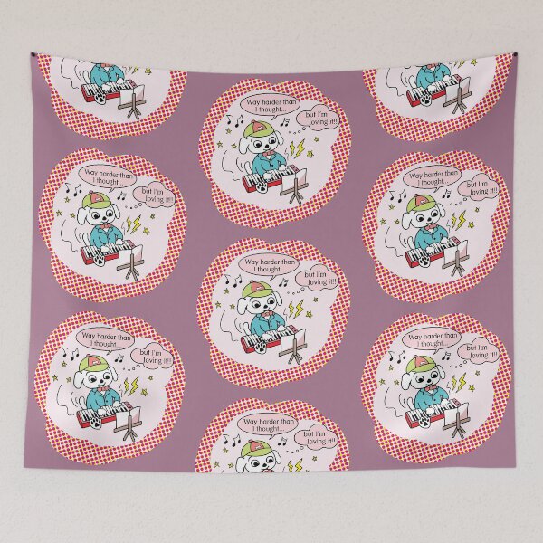 Item preview, Pop Art Cartoon Dog Playing Musical Keyboard designed and sold by cremedecolor.