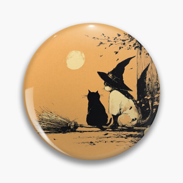 Item preview, Vintage Witch Cat Under the Autumn Moon designed and sold by colorful-white.