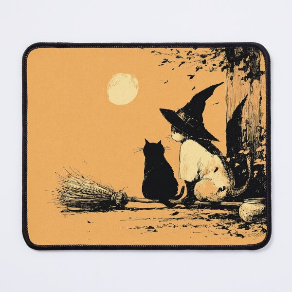 Item preview, Vintage Witch Cat Under the Autumn Moon designed and sold by colorful-white.