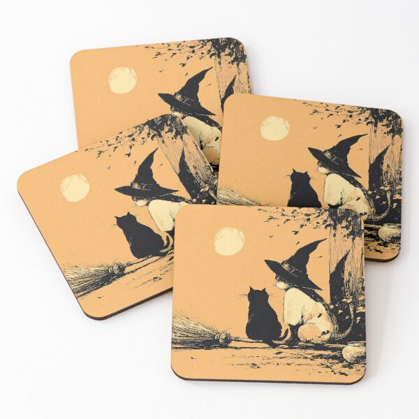 Item preview, Vintage Witch Cat Under the Autumn Moon designed and sold by colorful-white.