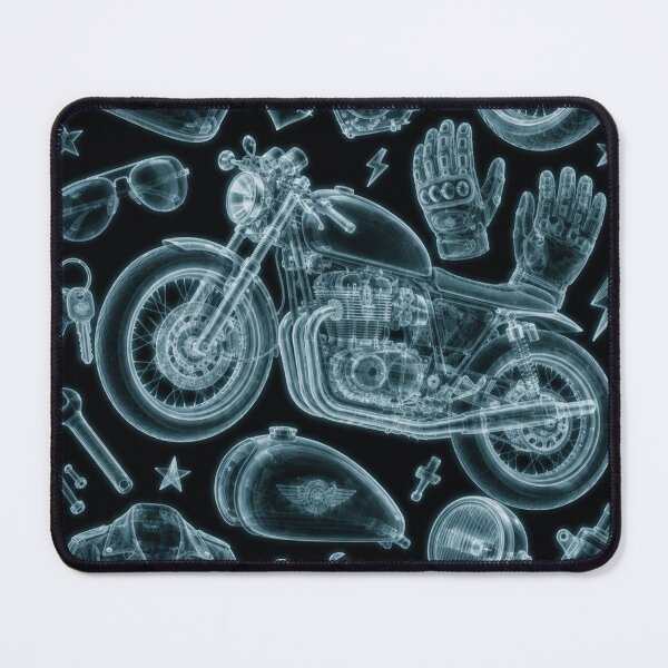Item preview, X-ray motorcycle collage with leather jacket and helmet designed and sold by Mauswohn.