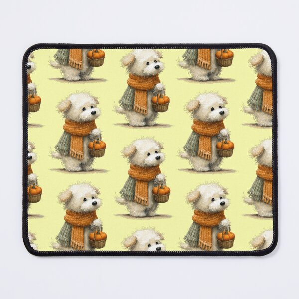 Item preview, Cute dog with scarf and pumpkin basket designed and sold by Mauswohn.