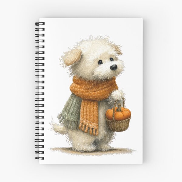 Item preview, Cute dog with scarf and pumpkin basket designed and sold by Mauswohn.