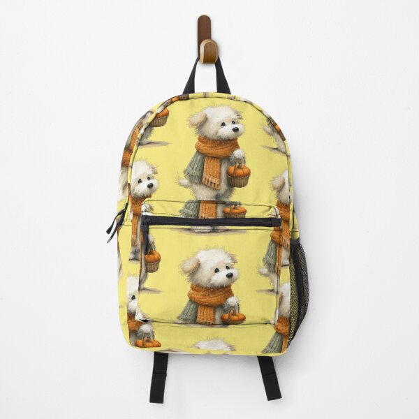 Item preview, Cute dog with scarf and pumpkin basket designed and sold by Mauswohn.