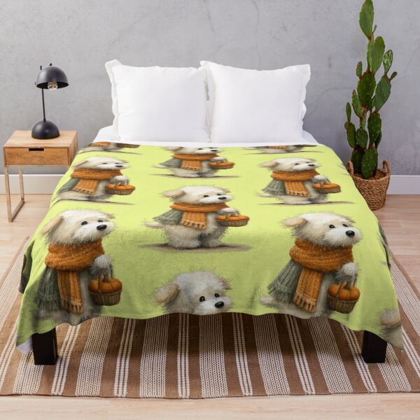 Item preview, Cute dog with scarf and pumpkin basket designed and sold by Mauswohn.