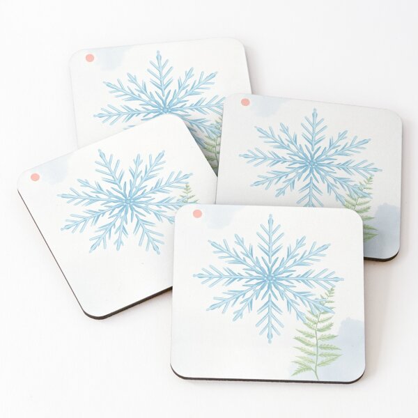 Item preview, Watercolor Snowflake and Fern Leaf Art designed and sold by Vida e Arte.
