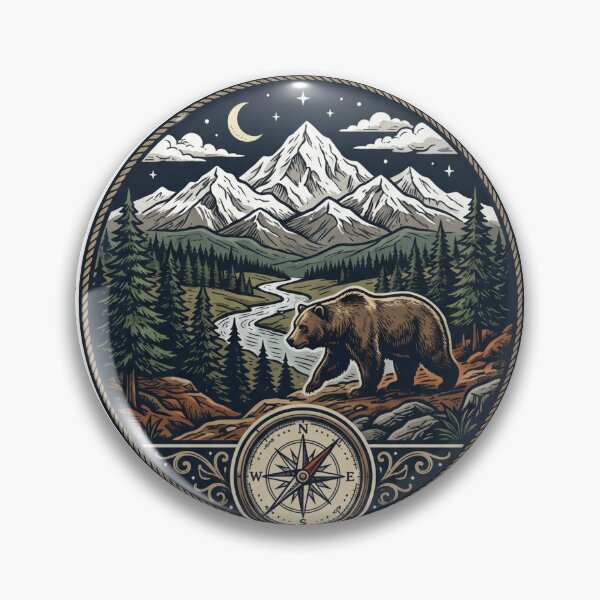 Item preview, Wilderness Explorers Rugged Bear Badge designed and sold by misbahsiro.