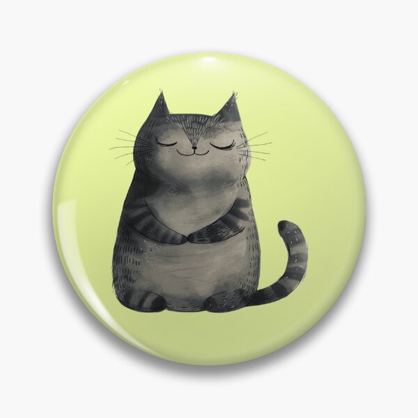 Item preview, A contented grey cat meditating in deep relaxation designed and sold by Mauswohn.