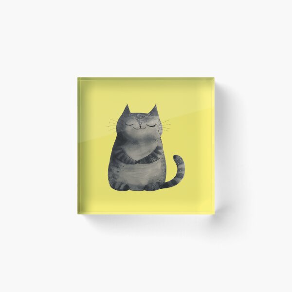 Item preview, A contented grey cat meditating in deep relaxation designed and sold by Mauswohn.