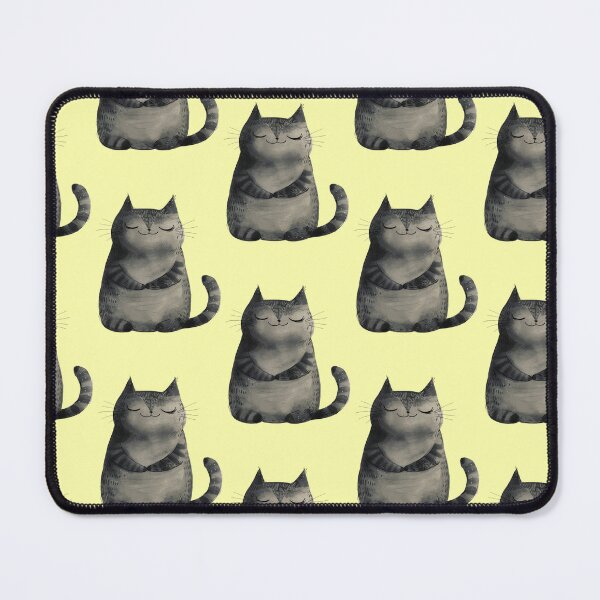 Item preview, A contented grey cat meditating in deep relaxation designed and sold by Mauswohn.