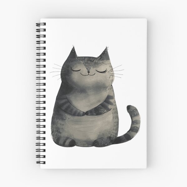 Item preview, A contented grey cat meditating in deep relaxation designed and sold by Mauswohn.