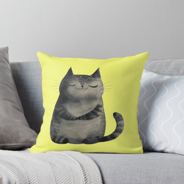 Item preview, A contented grey cat meditating in deep relaxation designed and sold by Mauswohn.