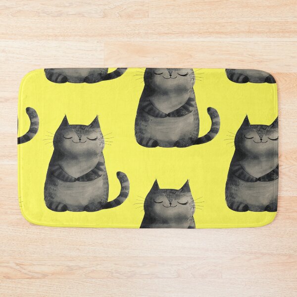 Item preview, A contented grey cat meditating in deep relaxation designed and sold by Mauswohn.