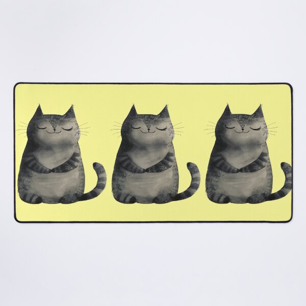 Item preview, A contented grey cat meditating in deep relaxation designed and sold by Mauswohn.