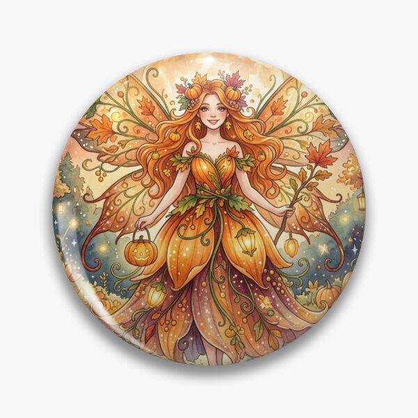 Item preview, Harvest Moon Fairy Queen – Enchanted Autumn Pumpkin Garden Watercolor Fantasy designed and sold by Dream Bloom Gallery.