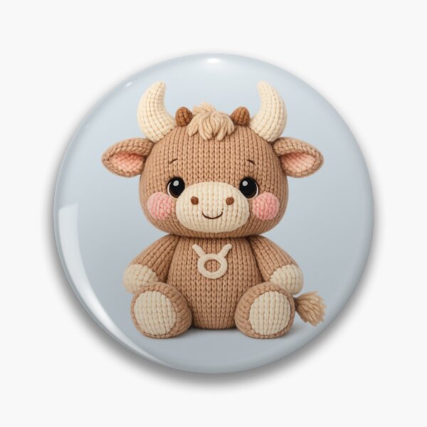Item preview, Cute Taurus Bull Plush Zodiac Nursery | Kawaii Knitted Astrology Art designed and sold by Moons Studio.