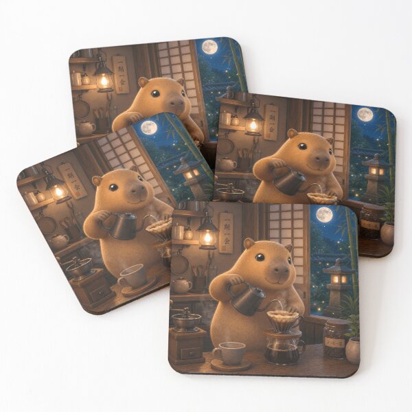 Item preview, Cozy Capybara - Brewing Pour Over Coffee in Japan designed and sold by LuisWorks.