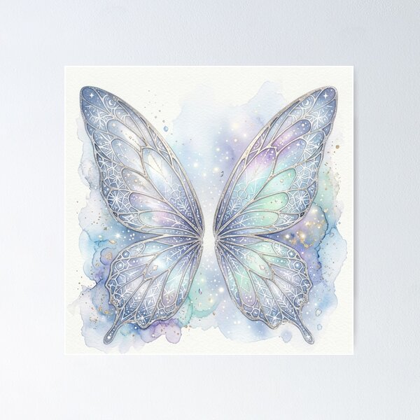 Item preview, Frostlight Celestial Butterfly Wings – Winter Fairy Watercolor Fantasy Art designed and sold by Dream Bloom Gallery.