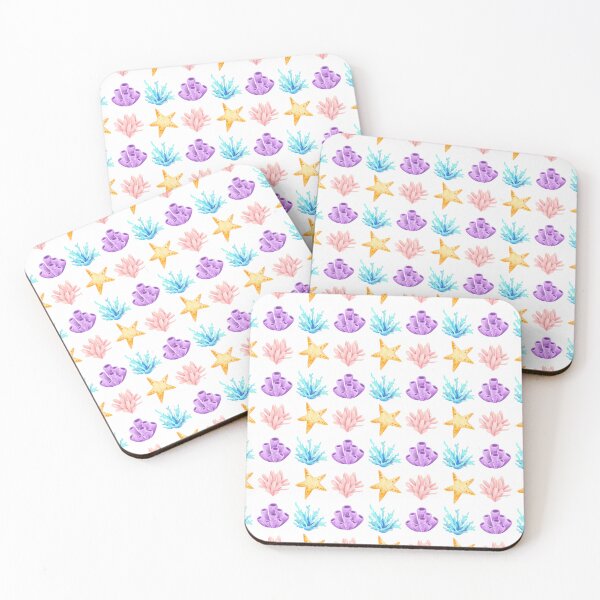 Item preview, Colorful Watercolor Coral and Starfish Seamless Pattern designed and sold by FestivityFinds.