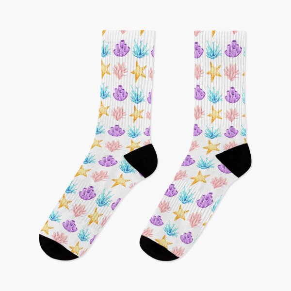 Item preview, Colorful Watercolor Coral and Starfish Seamless Pattern designed and sold by FestivityFinds.