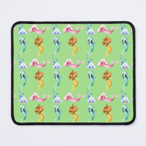 Item preview, Cute Pastel Colorful Mermaids Mint Green Seamless Pattern designed and sold by FestivityFinds.