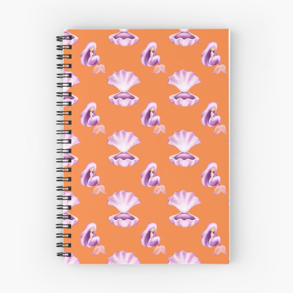 Item preview, Cute Purple Mermaid and Seashell Orange Seamless Pattern designed and sold by FestivityFinds.