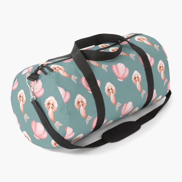 Item preview, Cute Pink Mermaid and Clam Shell Teal Seamless Pattern designed and sold by FestivityFinds.