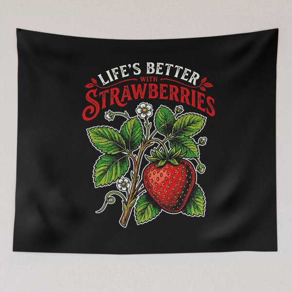 Item preview, Strawberry Plant Vintage Art Design Print designed and sold by graphixpolash.