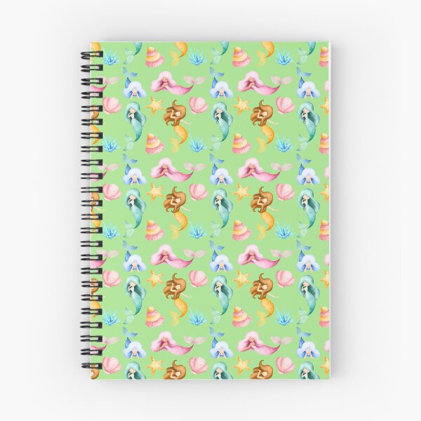 Item preview, Cute Mermaids and Seashells Mint Green Seamless Pattern designed and sold by FestivityFinds.