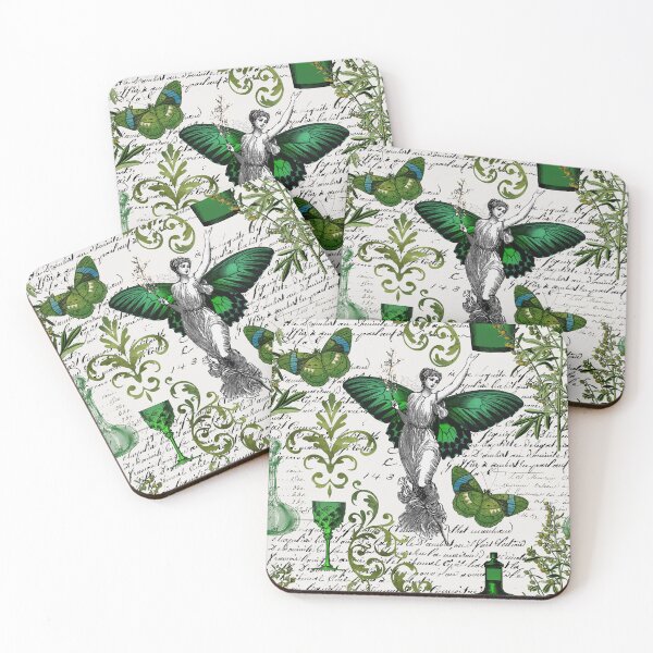 Item preview, Forest Fairy and Magical Plants Green Academia Aesthetic Pattern - Cloud Dancer Grey designed and sold by CanisArt.