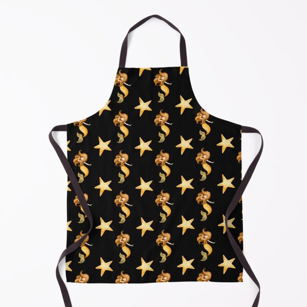 Item preview, Cute Golden Mermaid Starfish Black Seamless Pattern designed and sold by FestivityFinds.