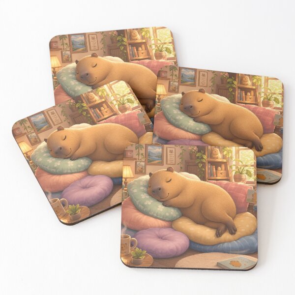 Item preview, Cute Sleepy Capybara Napping in a Cozy Room designed and sold by LuisWorks.