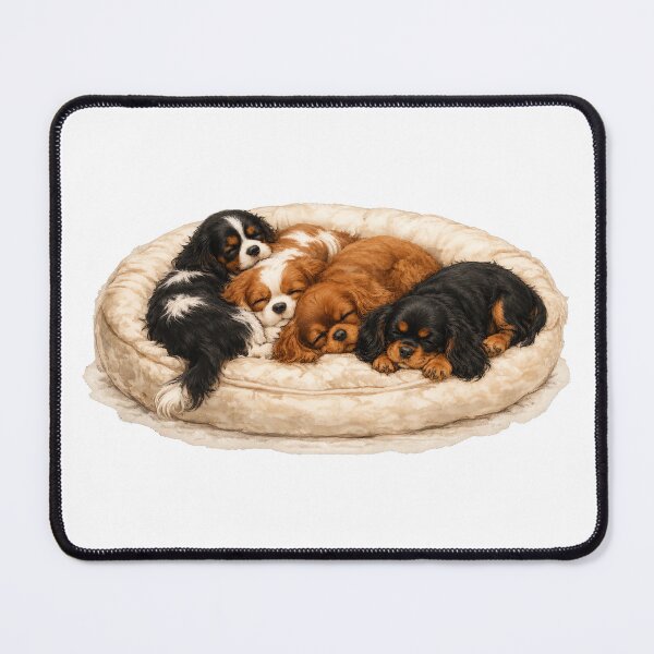 Item preview, Cavalier King Charles Spaniel Puppies Sleeping Together Watercolor Art designed and sold by SakuraWaStyle.