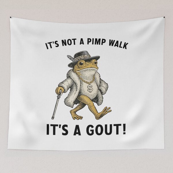Item preview, It's Not A Pimp Walk It's Gout Funny Frog Meme designed and sold by nosu-art-pod.