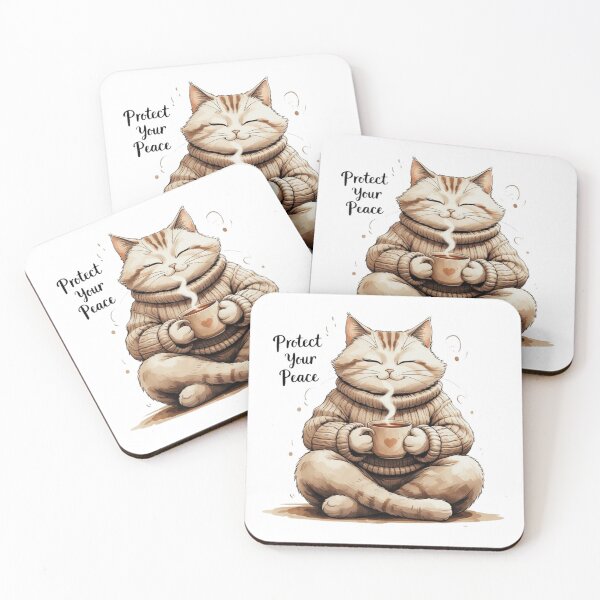 Item preview, Protect Your Peace Cute Cat Mental Health Self Care Watercolor designed and sold by AQUILAKREO.