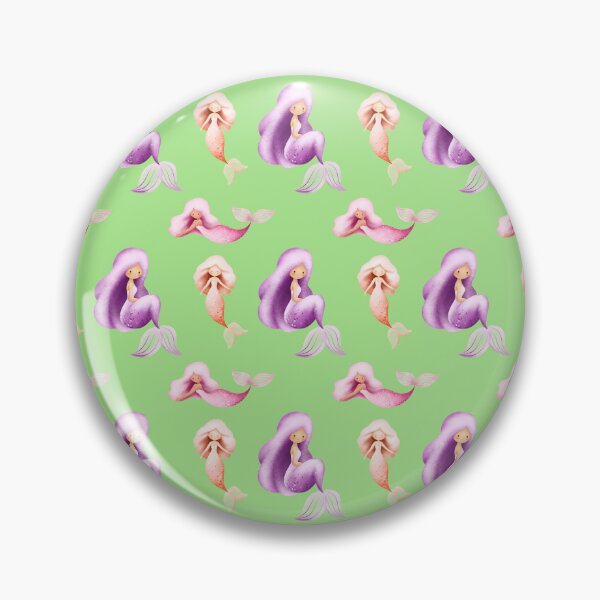 Item preview, Cute Pink and Purple Mermaids Mint Green Seamless Pattern designed and sold by FestivityFinds.