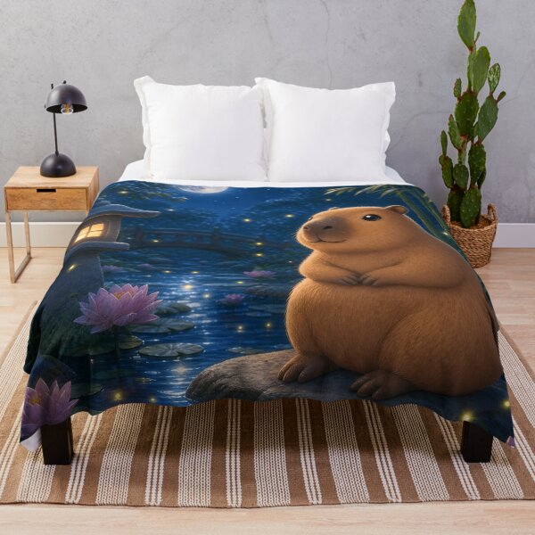 Item preview, Cute Capybara in Magical Night Garden with Full Moon designed and sold by LuisWorks.