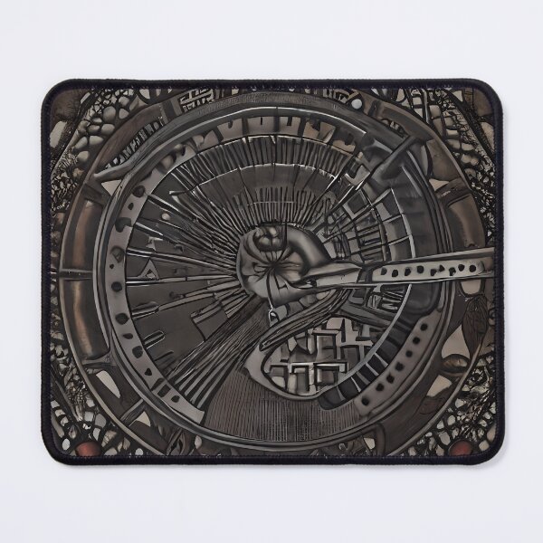 Item preview, Dark Clock Bird Radial Arm Kanji Lace Biomechanical Surreal Abstract Art designed and sold by YugenWorkshop.